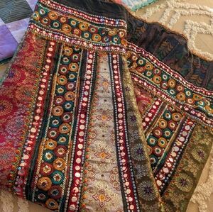 Beaded ethnic maxi skirt, colorful, festival tribal skirt, from India